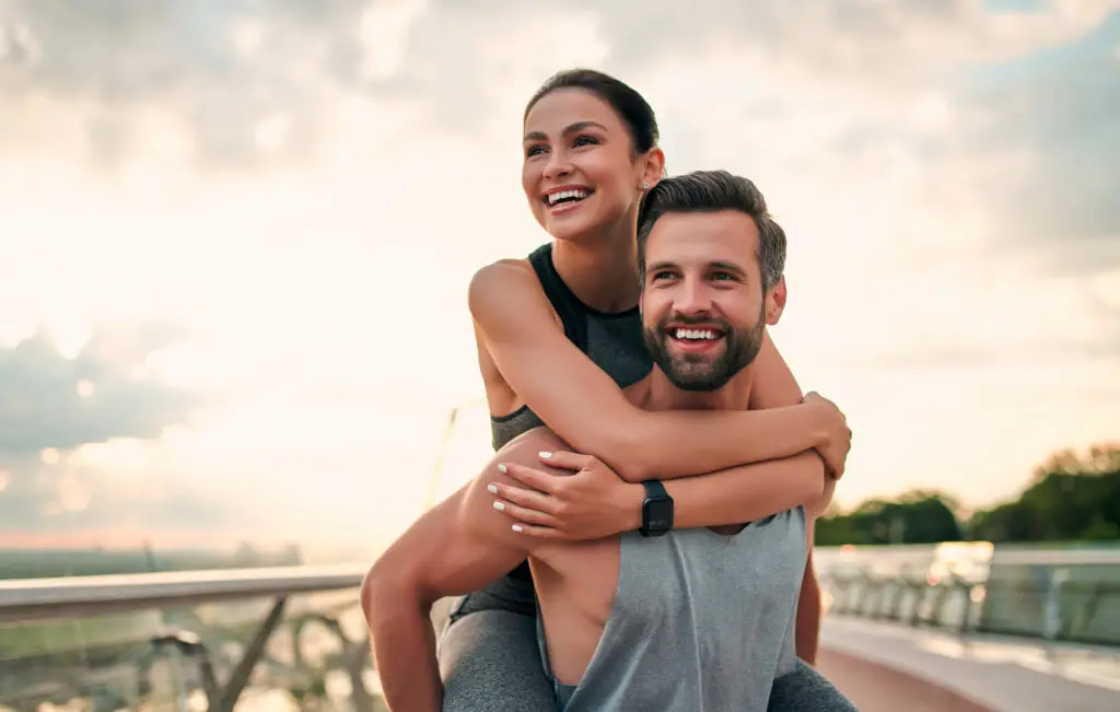 Couple doing sport on the street